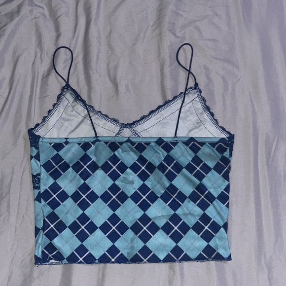 Blue Plaid Lacey Tank Top - Picture 2 of 2
